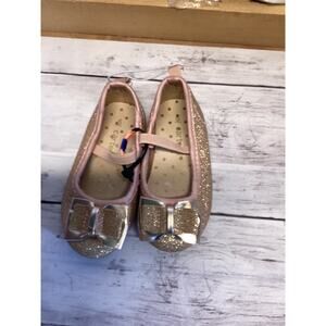 Carter’s Toddler Girls Big Bow Ballet Flats Rose Gold Glitter Size 5